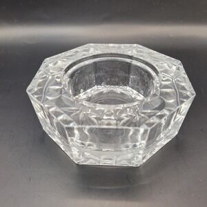Heavy Garanti France‎ Large Crystal Octagon Candle Holder 5" MCM